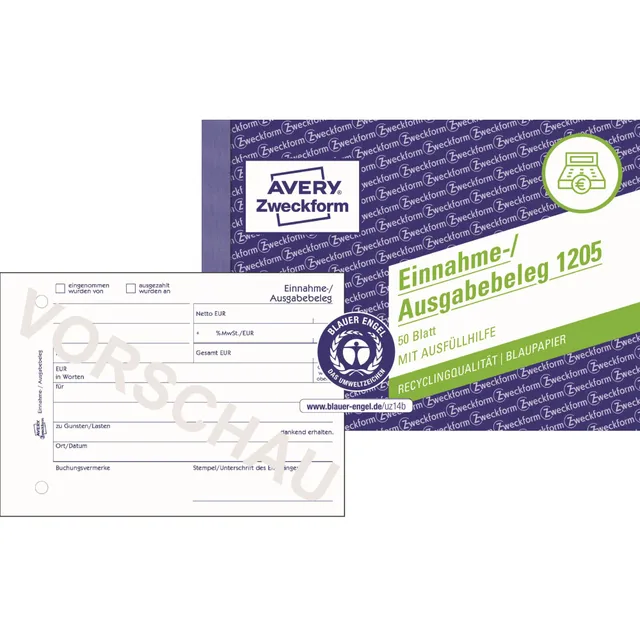 avery-zweckform-1205-einnahme-ausgabebeleg-a6-quer-recycling-50-blatt image 1