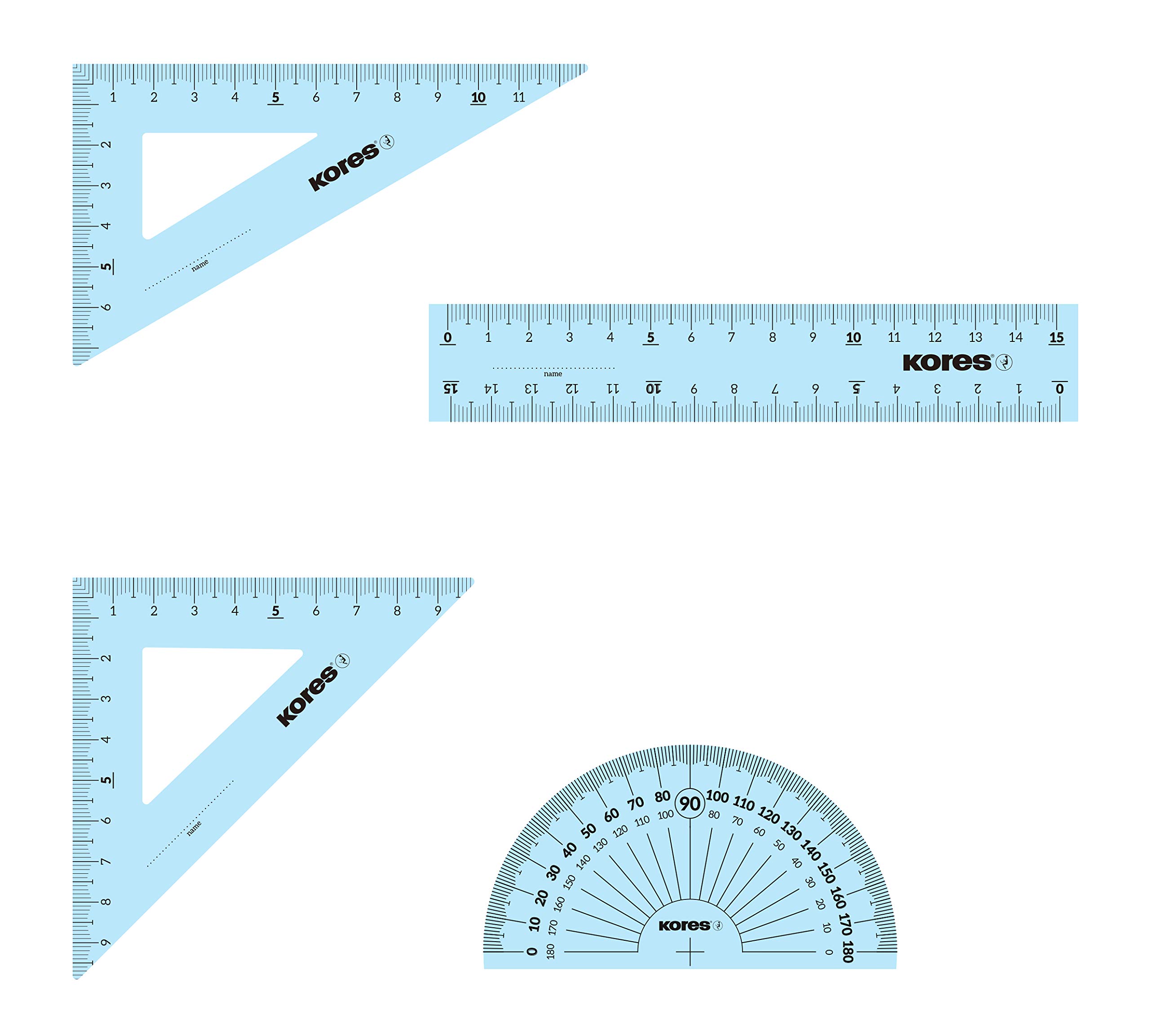 kores-geo15-mathematik-set-4-teilig-lineal-winkelmesser-zeichendreieck image 2