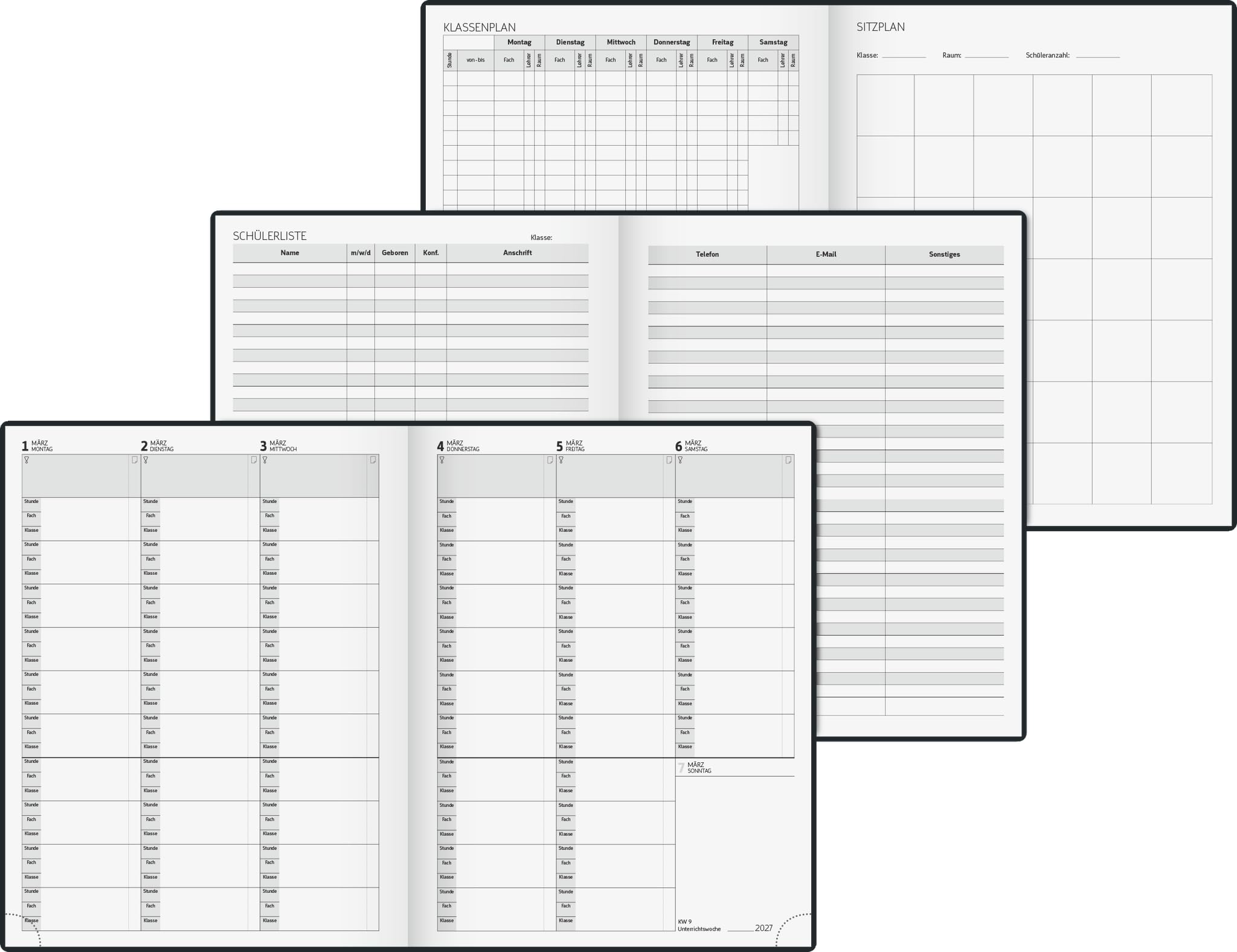 brunnen-termin-unterrichtsplaner-2026-2027-a4-lehrerplaner-hardcover-blau image 3