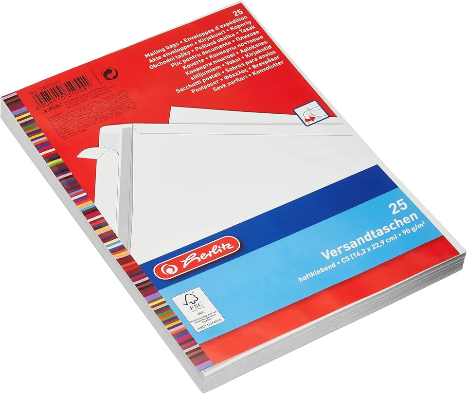 herlitz-versandtasche-c5-haftklebend-wei-ohne-fenster-25-st-ck image 1