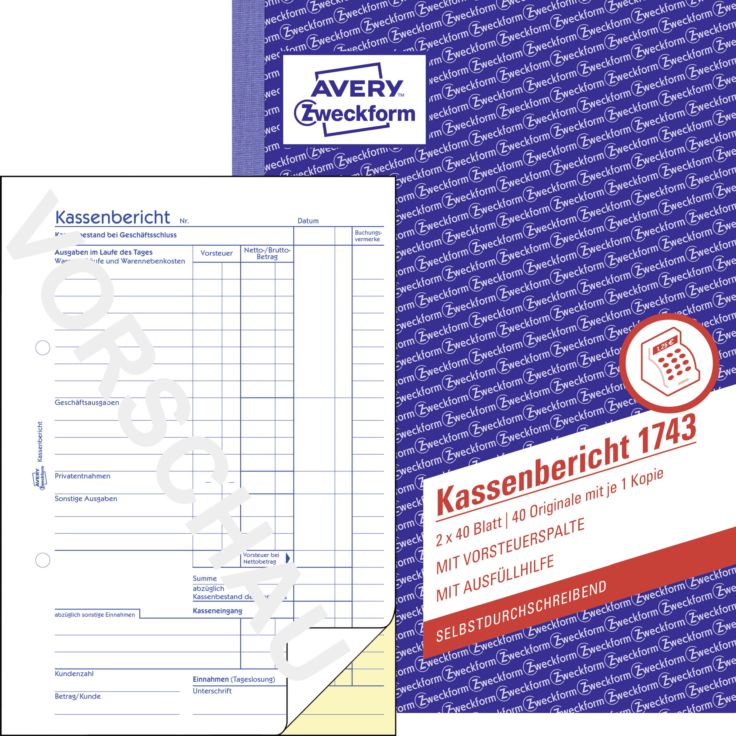 avery-zweckform-1743-kassenbericht-a5-selbstdurchschreibend-2x40-blatt image 1