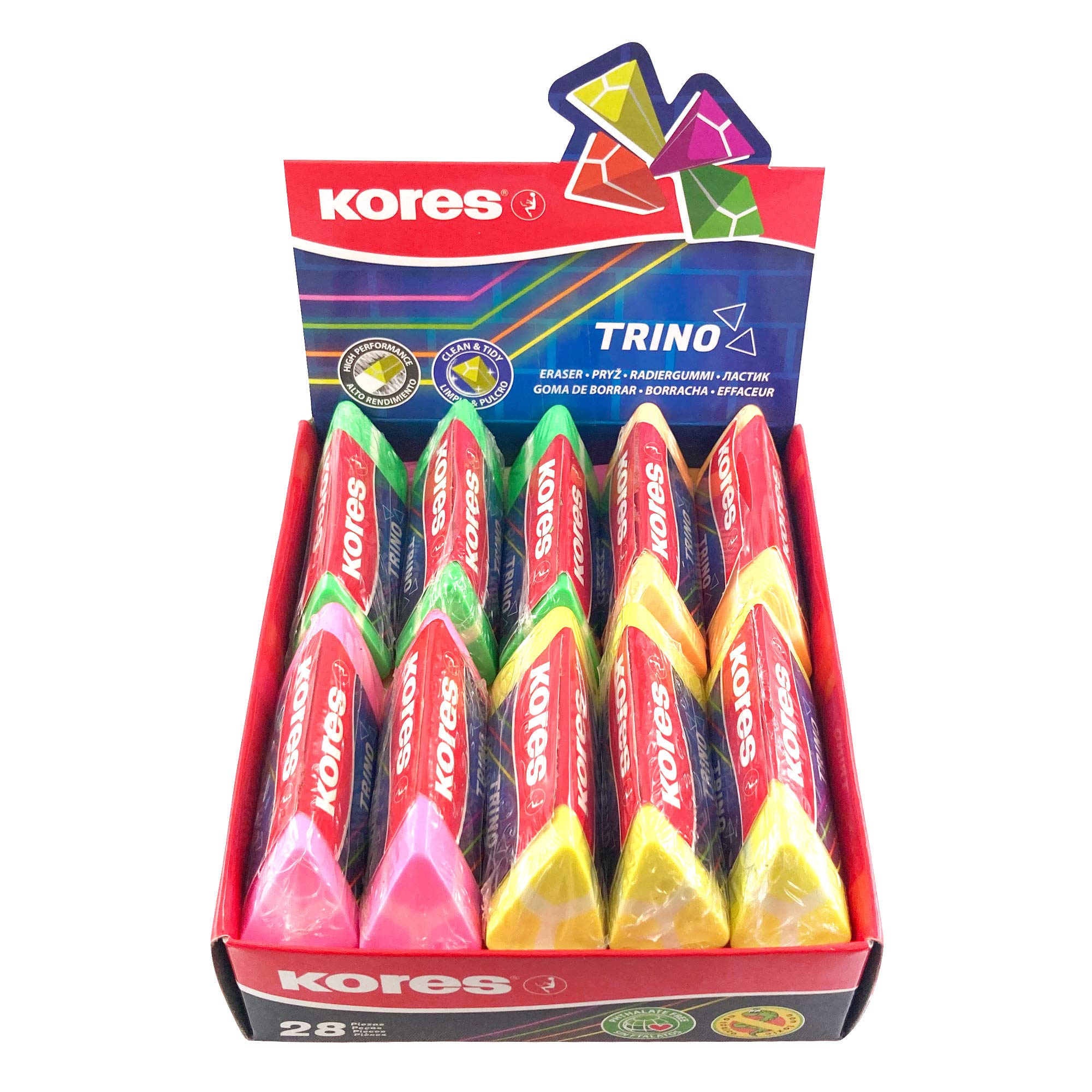 kores-trino-design-radierer-dreiecksform-neon-28-st-ck-60x20x18-mm image 2