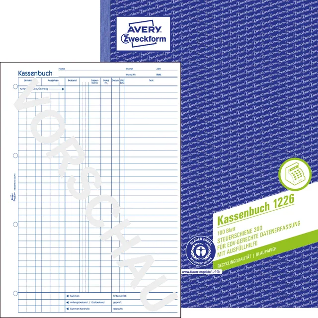 avery-zweckform-1226-recycling-kassenbuch-a4-100-blatt-nach-steuerschiene-300 image 1