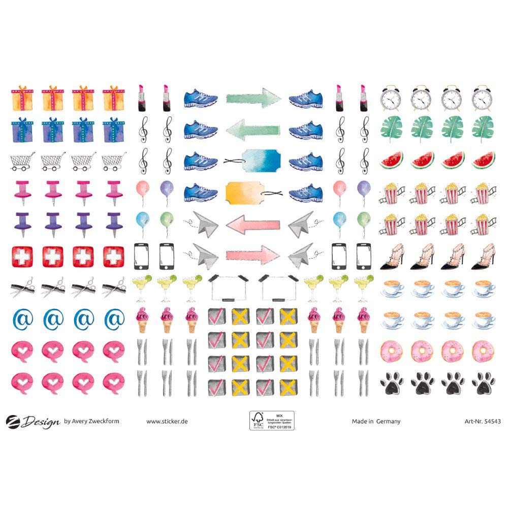 avery-zweckform-54543-deko-sticker-icons-mit-silbereffekt-328-st-ck-auf-a5 image 2