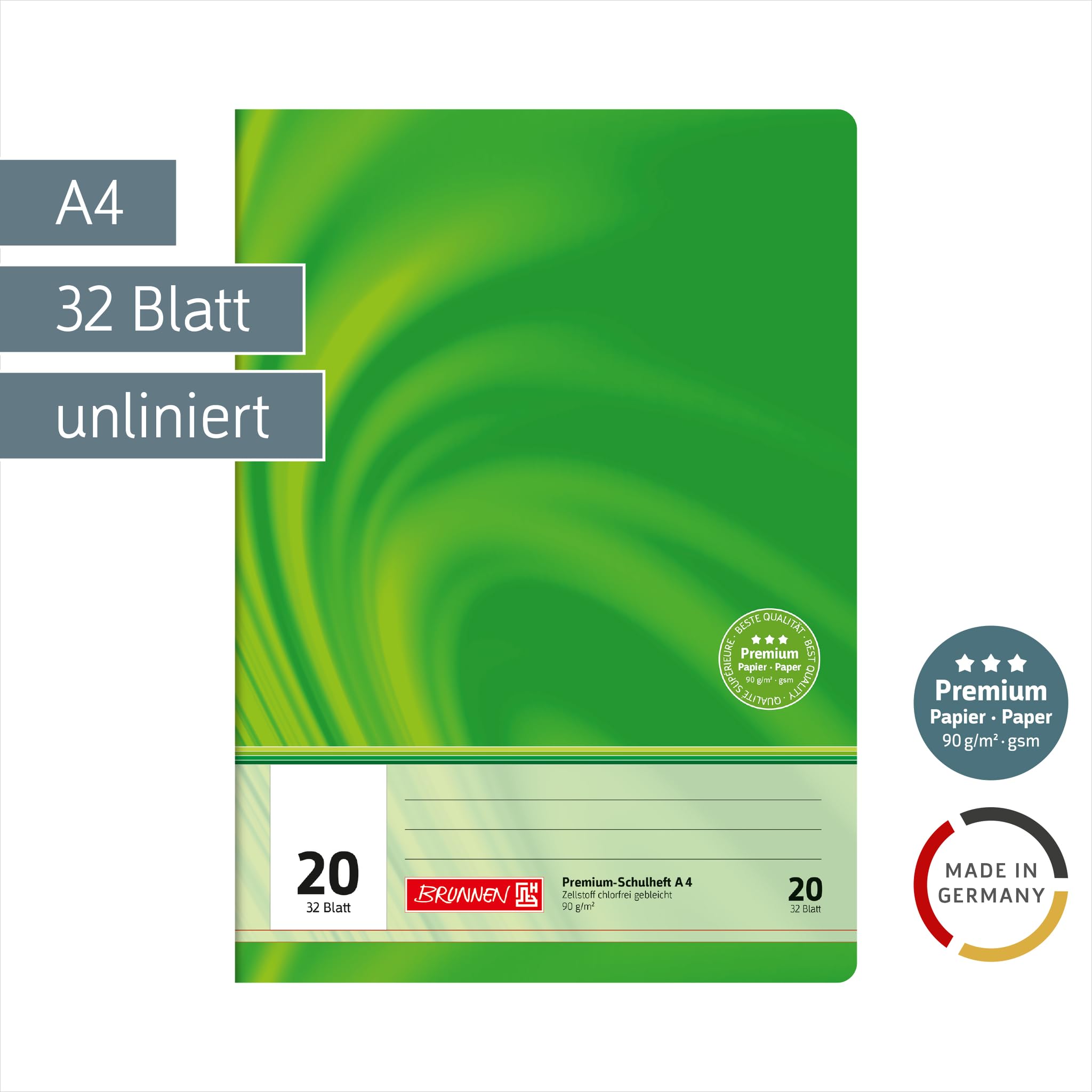 brunnen-104442002-premium-schulheft-din-a4-lin-20-blanko-32-blatt image 2