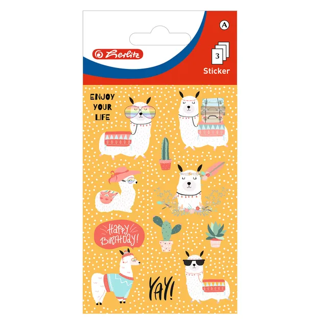 herlitz-50034697-deko-sticker-happy-b-day-lama-10-x-3-b-gen image 1