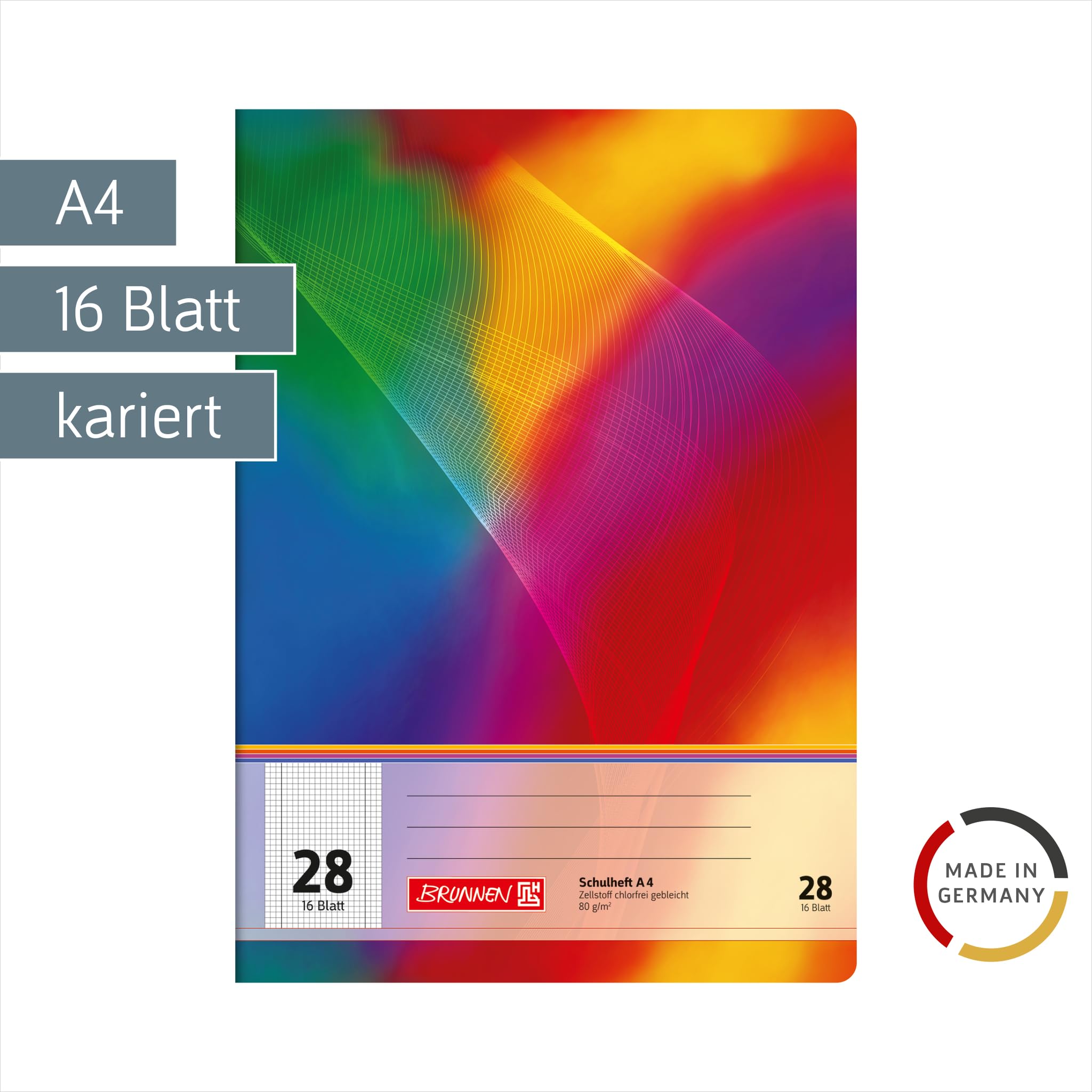 brunnen-schulheft-a4-lineatur-28-16-blatt-kariert-mehrfarbig image 2