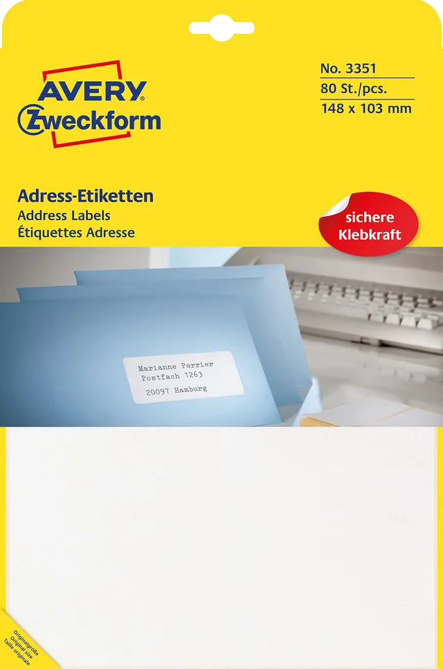 avery-zweckform-3351-adress-etiketten-papier-matt-wei-148x103-mm-80-etiketten-20 image 1