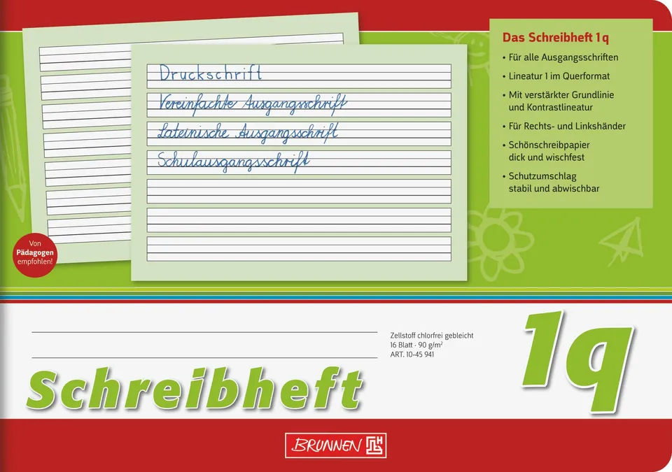 brunnen-schreiblernheft-1q-a5-quer-16-blatt-kontrastlineatur image 1