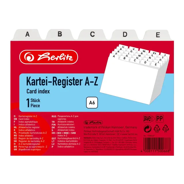 herlitz-karteiregister-a6-pp-25-teilig-a-z-wei-1500669 image 1