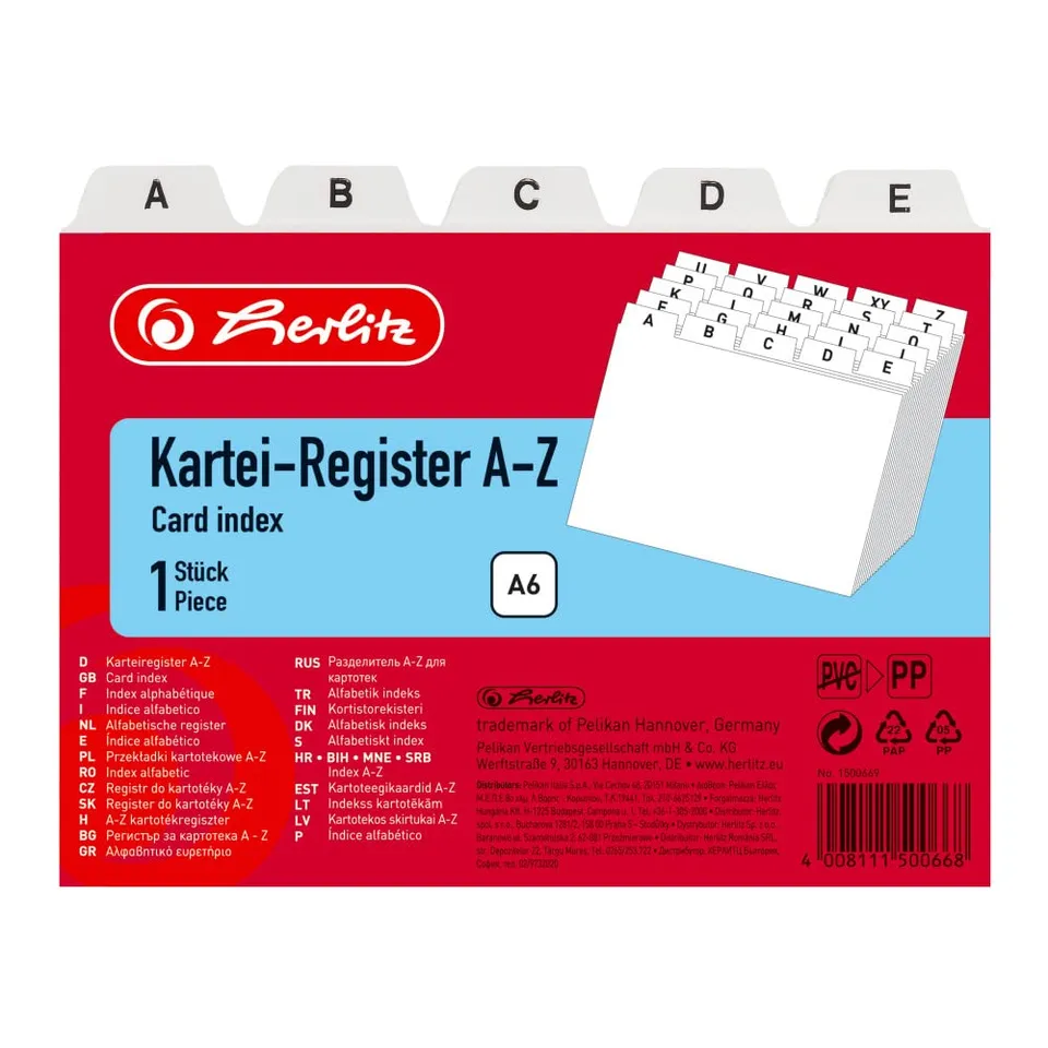 herlitz-karteiregister-a6-pp-25-teilig-a-z-wei-1500669 image 1