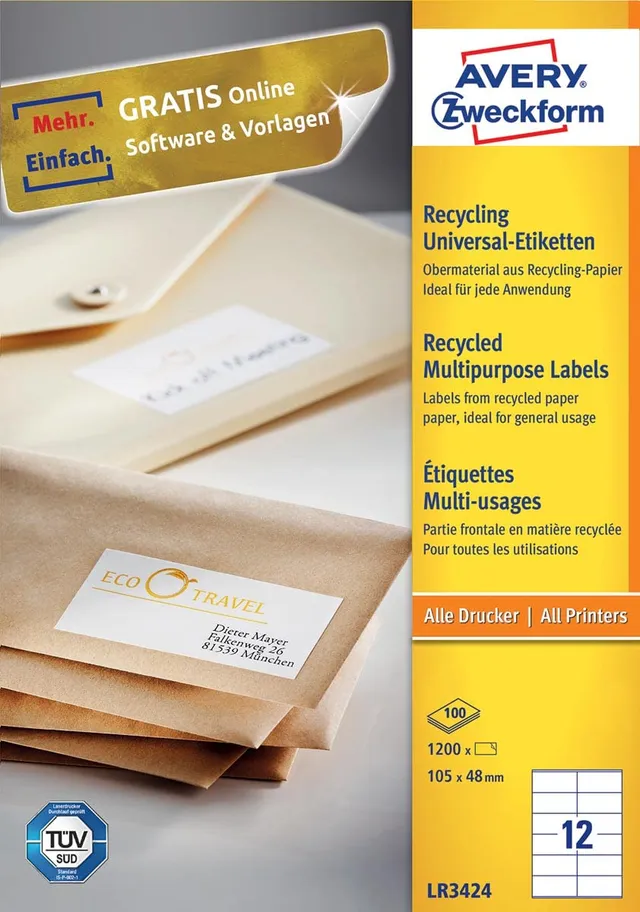 avery-zweckform-lr3424-recycling-adress-etiketten-a4-105x48-mm-naturwei-1-200-et image 1