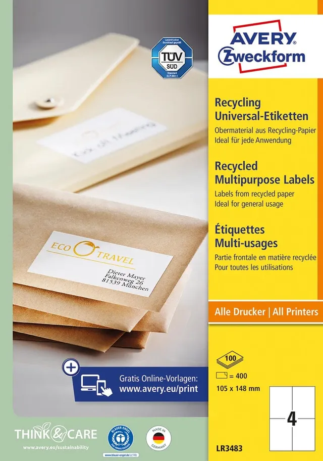 avery-zweckform-lr3483-recycling-versandetiketten-105x148mm-400-etiketten image 1