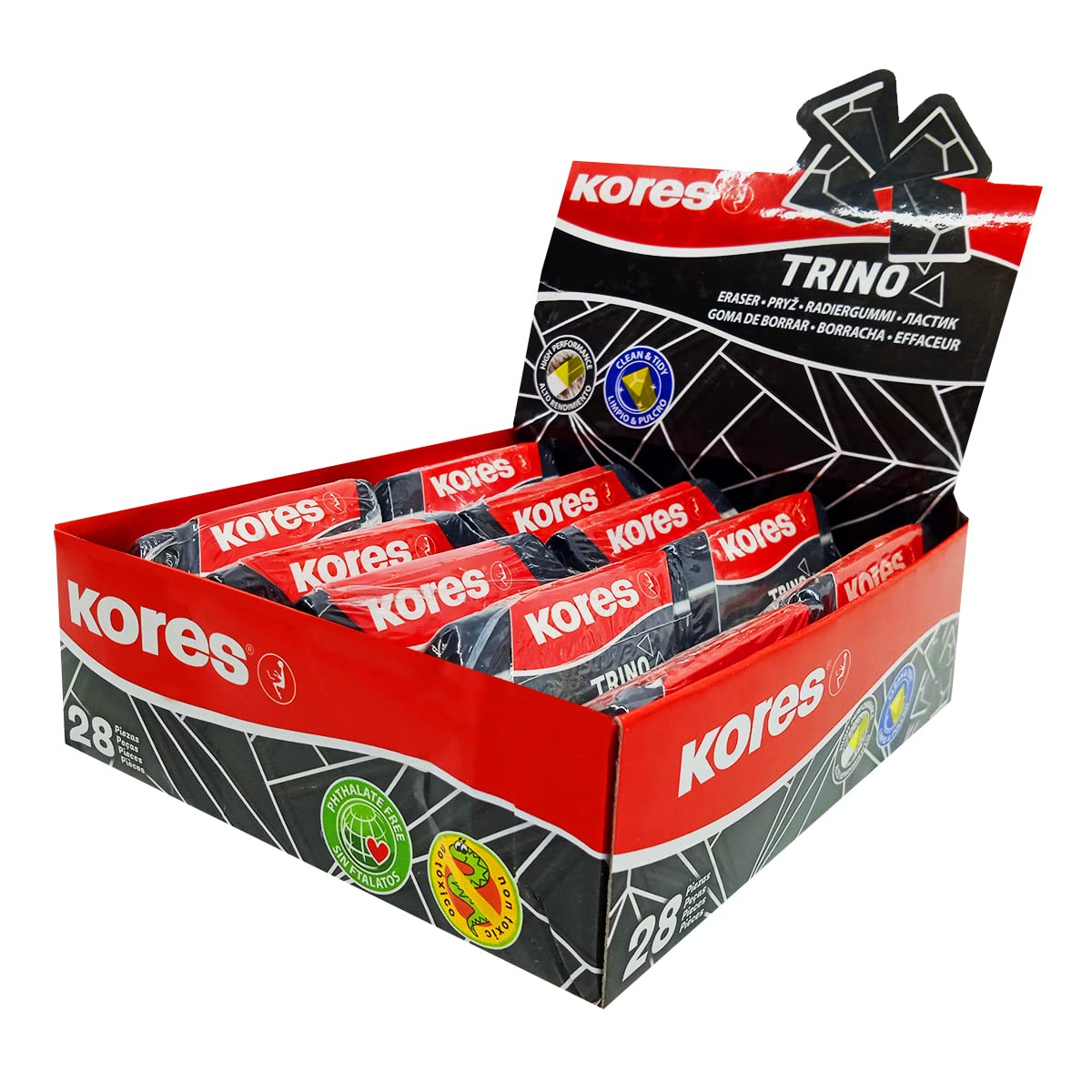 kores-trino-dreieckiger-pvc-radiergummi-schwarz-60-x-20-x-18-mm-28-st-ck image 1