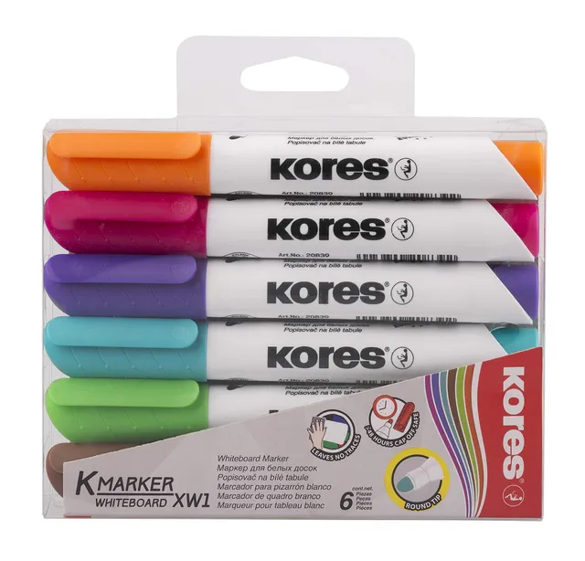 kores-k-marker-xw1-whiteboard-marker-6-farben-rundspitze image 1