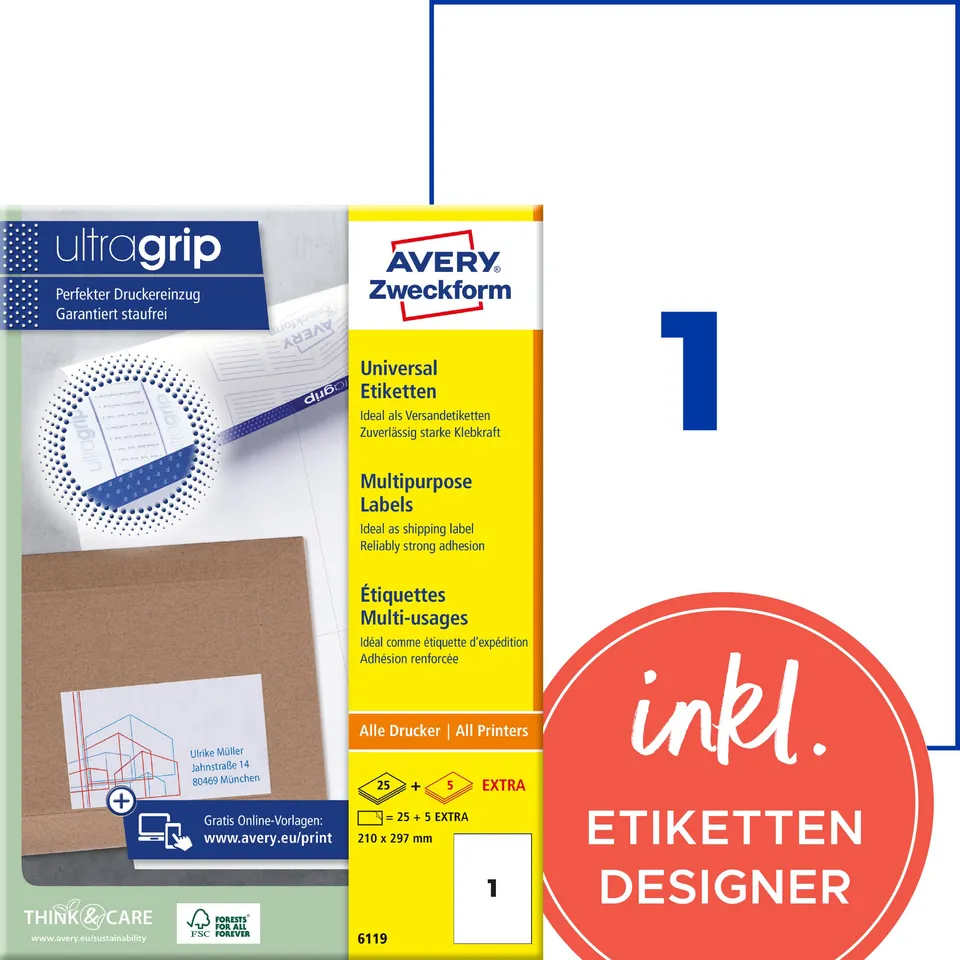 avery-zweckform-6119-universal-etiketten-a4-210x297mm-wei-matt-30-blatt image 1
