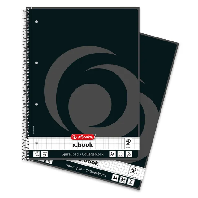 herlitz-collegeblock-x-book-a4-kariert-lineatur-28-80-blatt-2er-pack-schwarz image 1