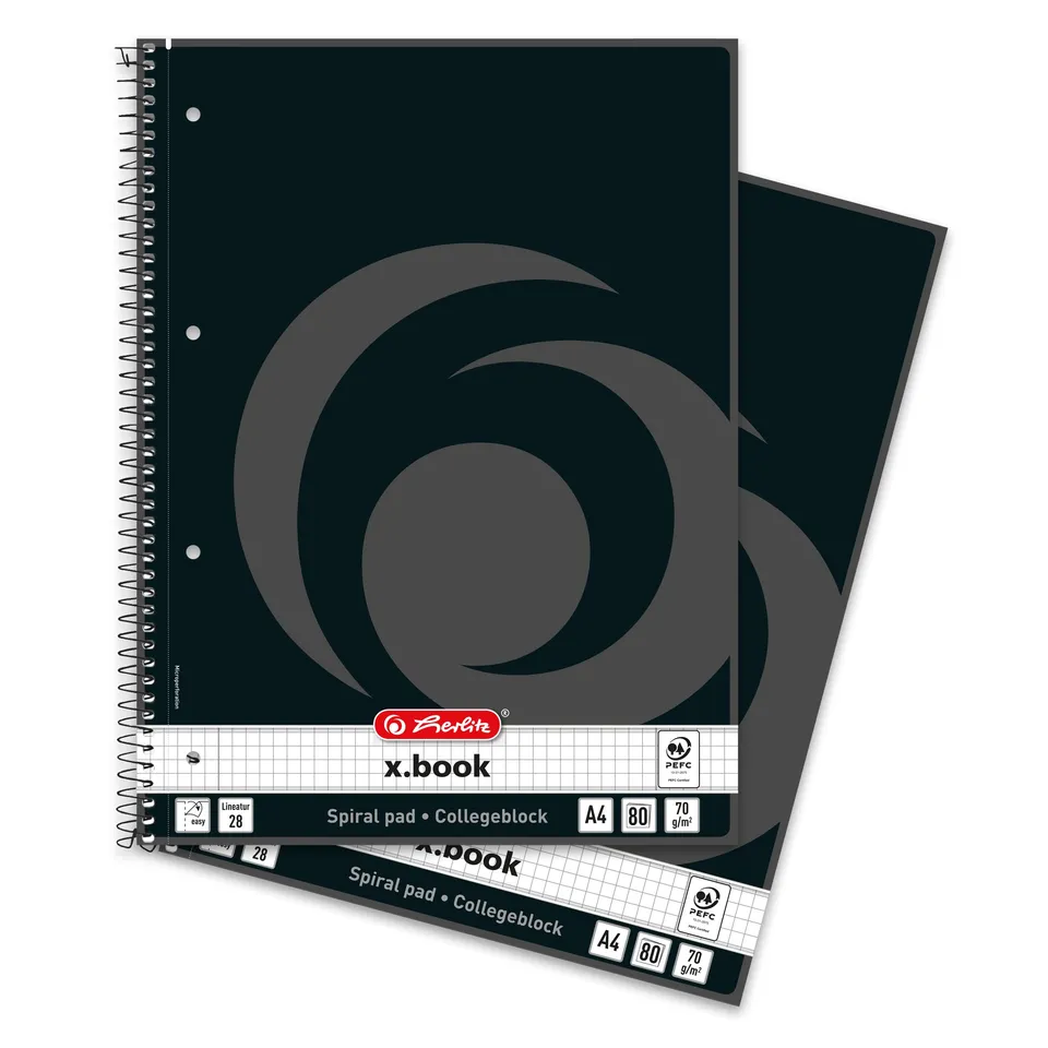 herlitz-collegeblock-x-book-a4-kariert-lineatur-28-80-blatt-2er-pack-schwarz image 1
