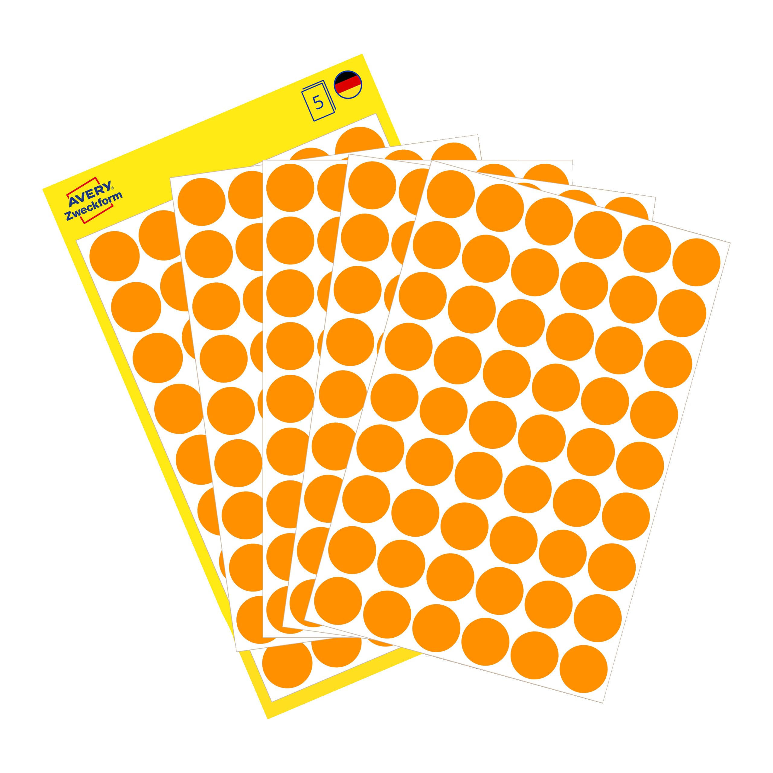 avery-zweckform-3148-markierungspunkte-12-mm-neonorange-270-st-ck image 1