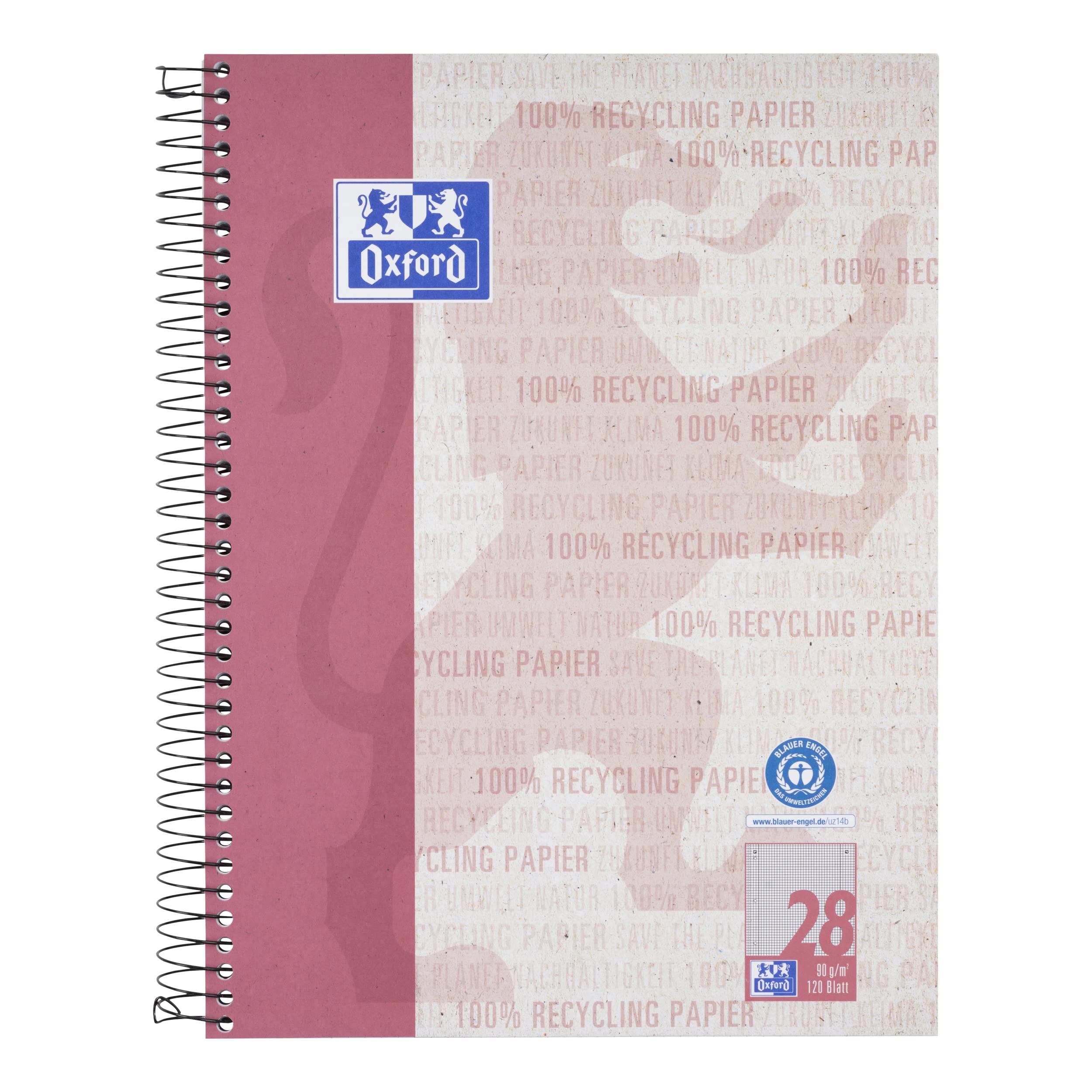 oxford-recycling-collegeblock-a4-kariert-mit-rand-lineatur-28-120-blatt-5-st-ck image 2