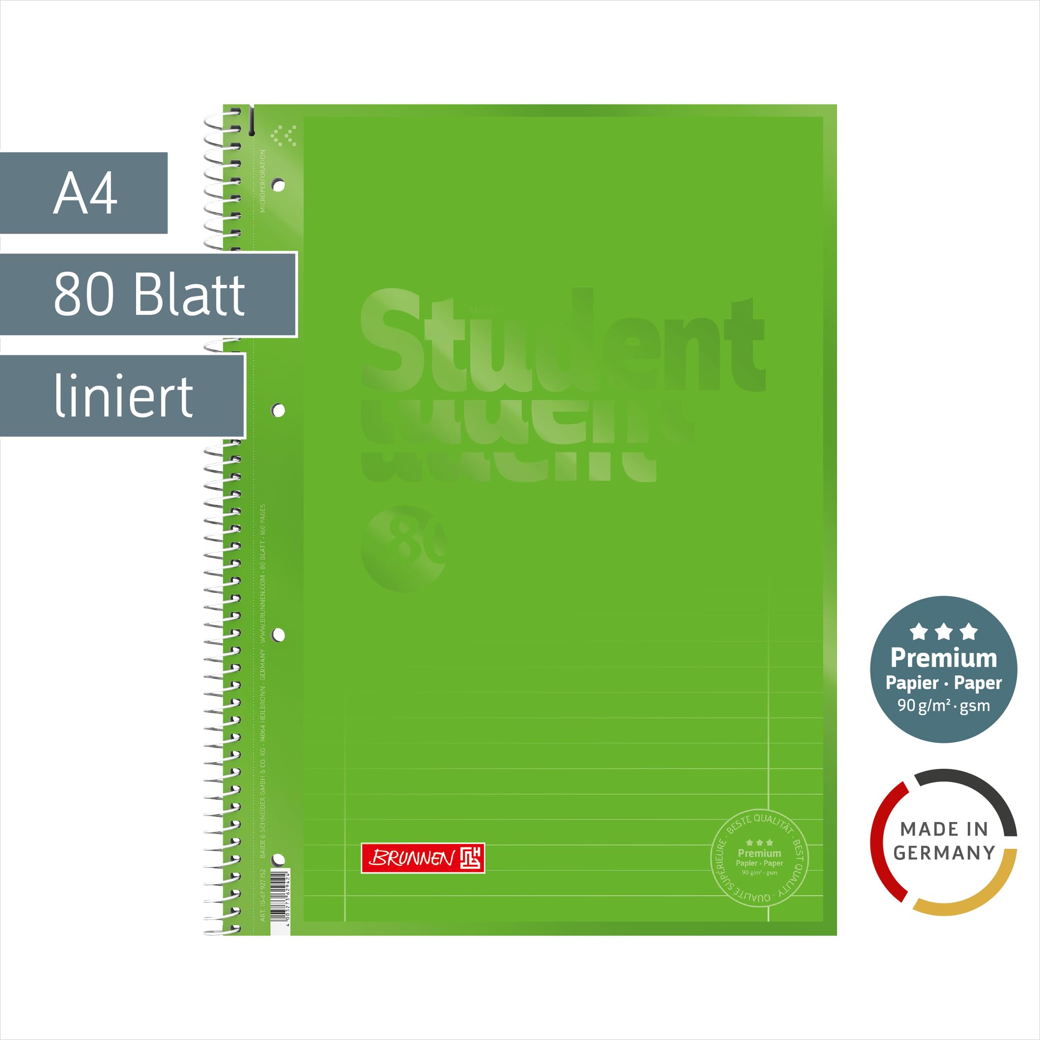brunnen-collegeblock-premium-student-colour-code-a4-lineatur-27-80-blatt-kiwi image 2