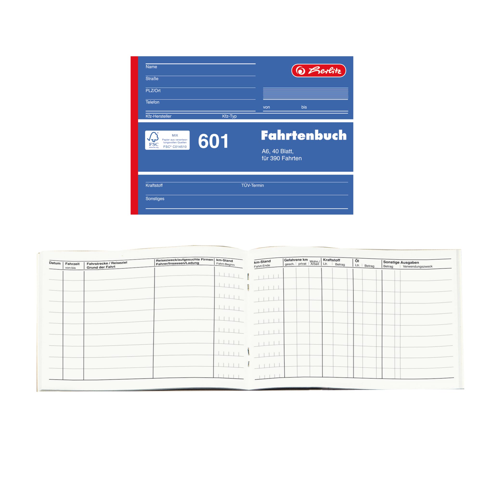 herlitz-fahrtenbuch-a6-quer-geheftet-40-blatt-im-5er-pack image 1