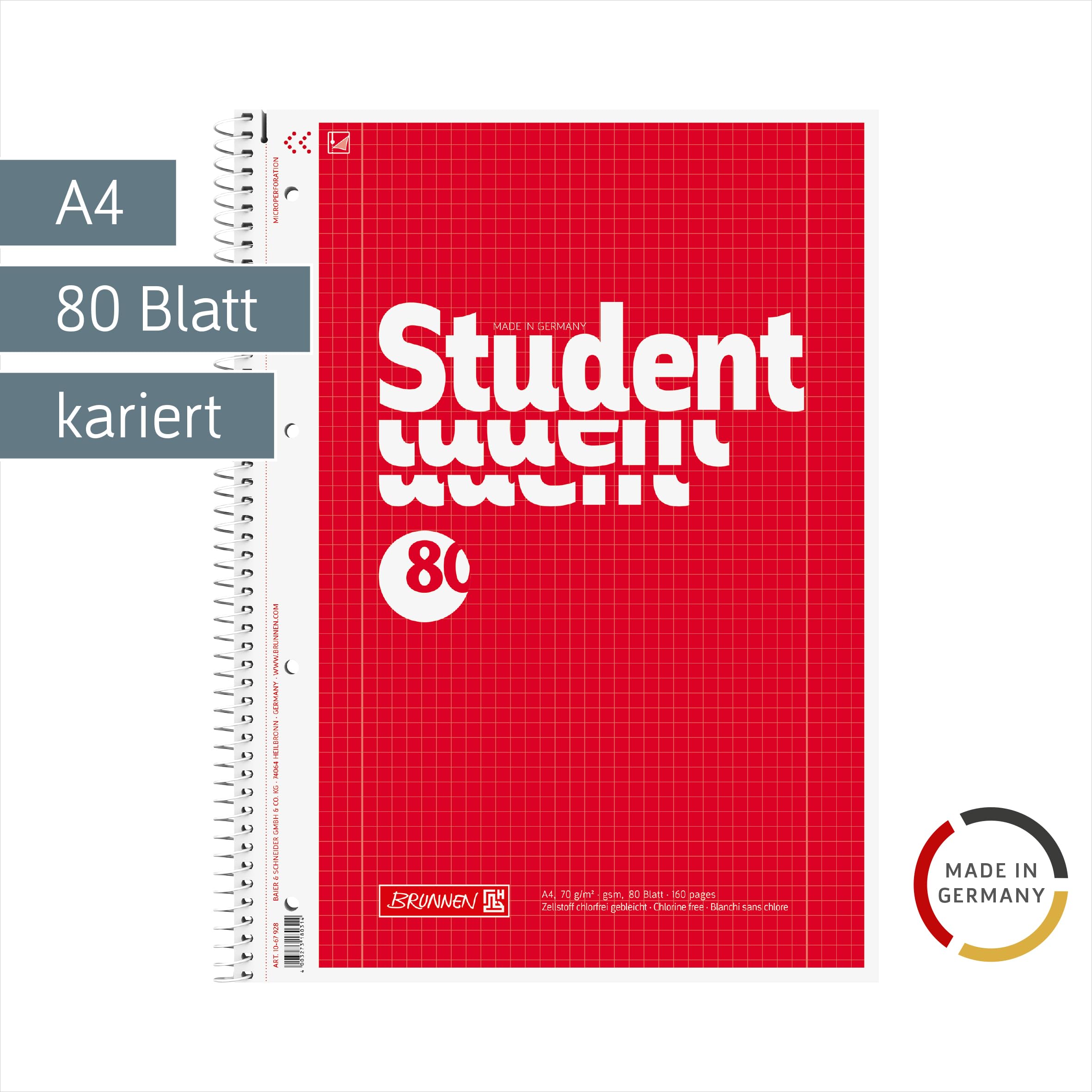 brunnen-1067928-notizblock-student-a4-kariert-lineatur-28-80-blatt image 2