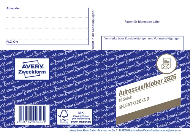 avery-zweckform-2826-adressaufkleber-a6-quer-10-selbstklebende-aufkleber-wei image 1