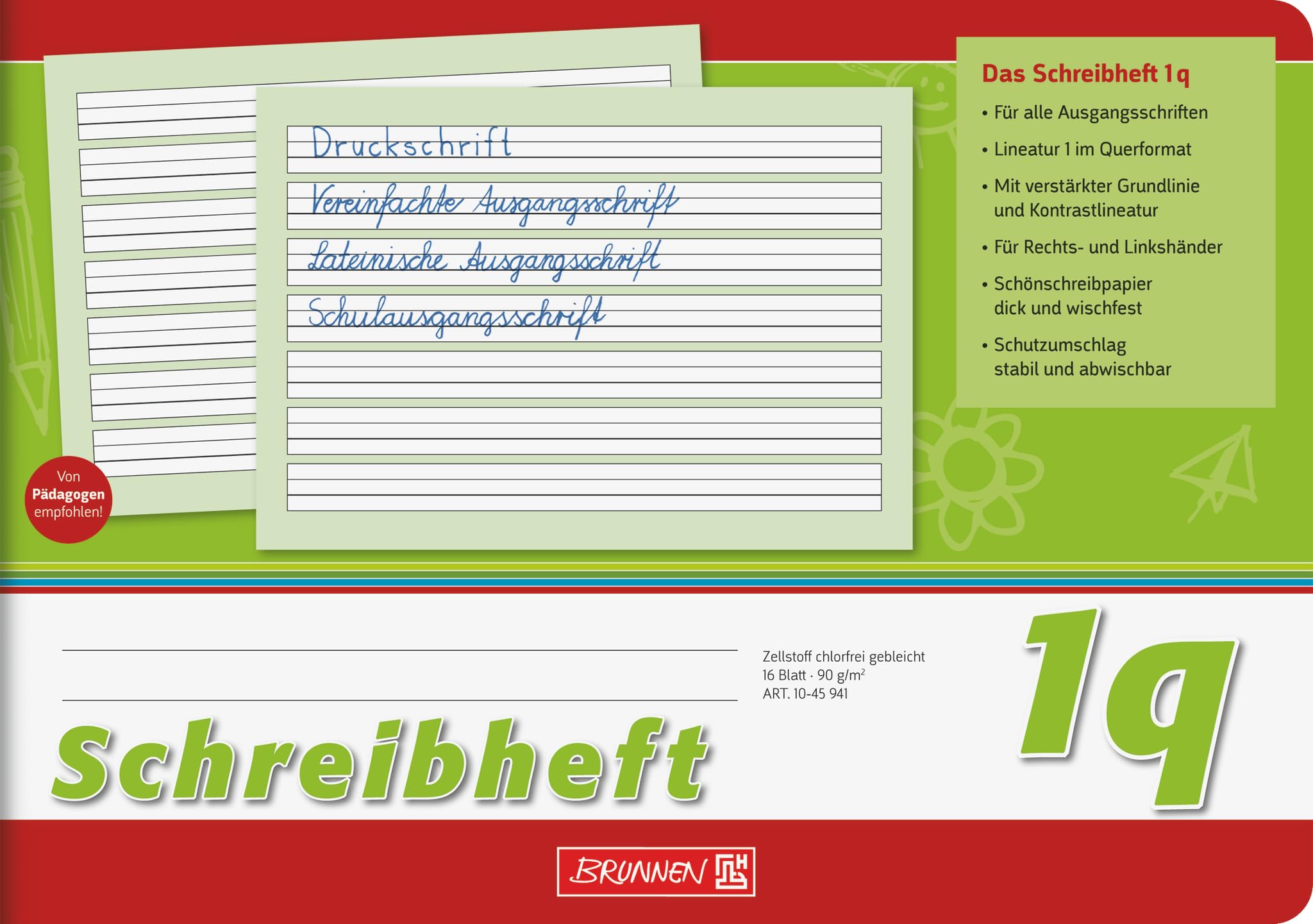 brunnen-schreiblernheft-1q-a5-quer-16-blatt-kontrastlineatur image 1