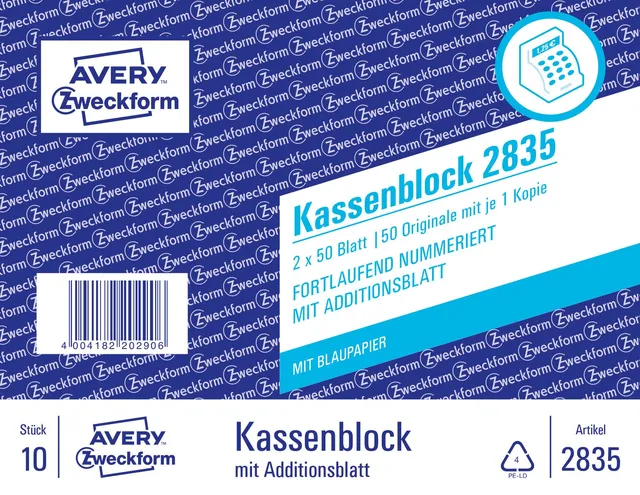 avery-zweckform-2835-kassenblock-a6-2x50-blatt-wei-10-st-ck image 1
