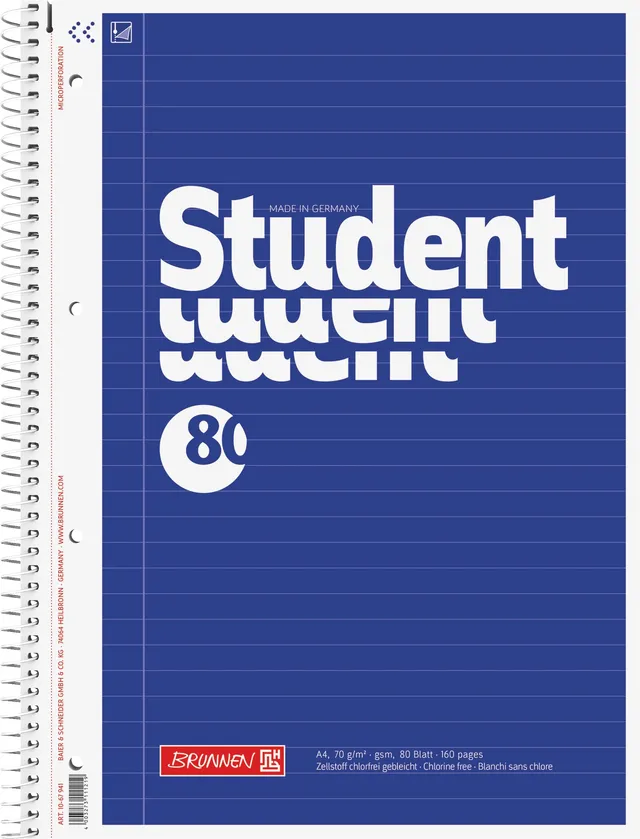 brunnen-collegeblock-student-a4-lin-21-80-blatt-blau image 1