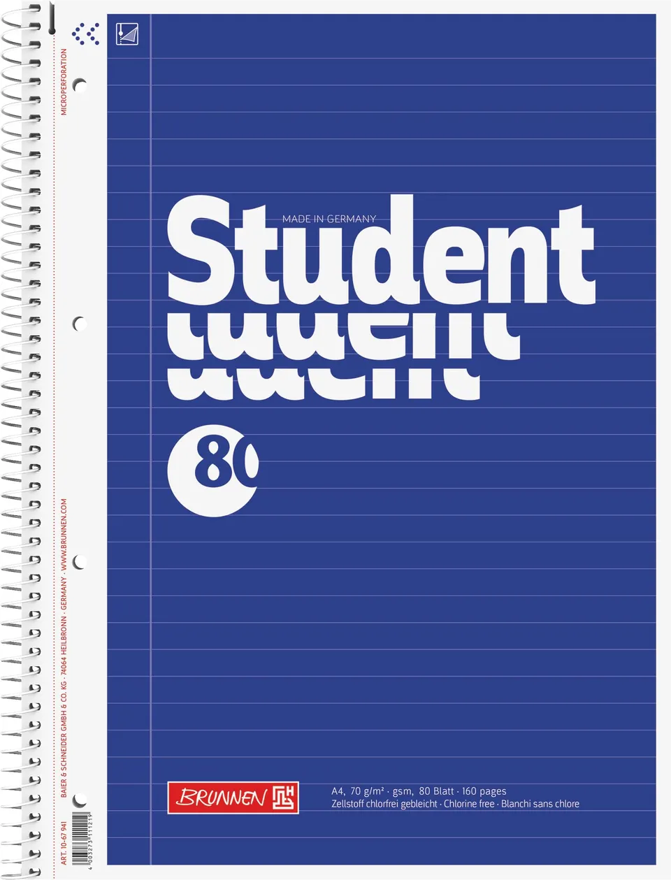 brunnen-collegeblock-student-a4-lin-21-80-blatt-blau image 1