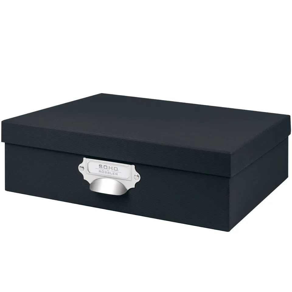 r-ssler-s-o-h-o-aufbewahrungsbox-mit-deckel-a4-schwarz image 1