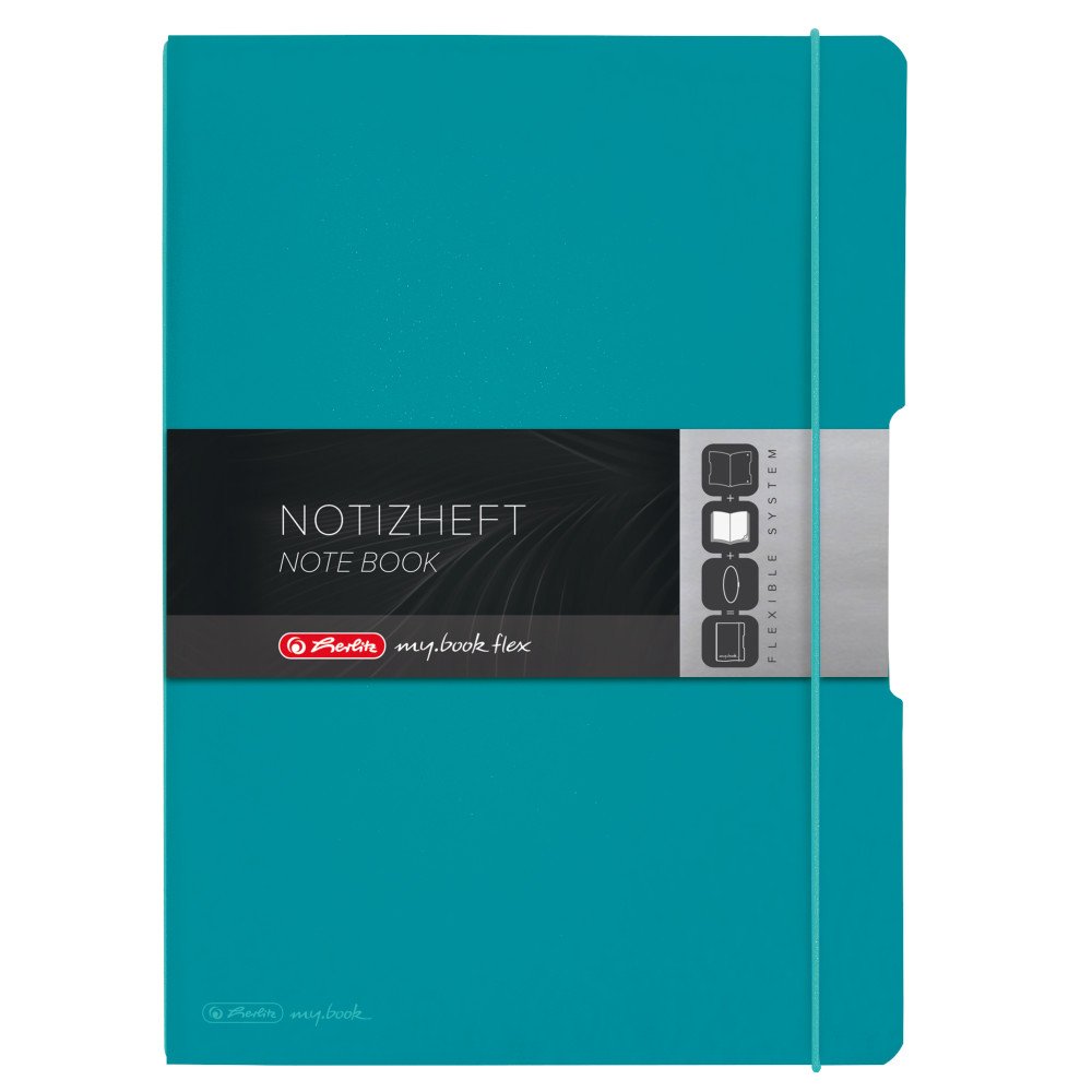 herlitz-notizheft-flex-pp-a4-caribbean-t-rkis-2-x-40-blatt-liniert-kariert image 1