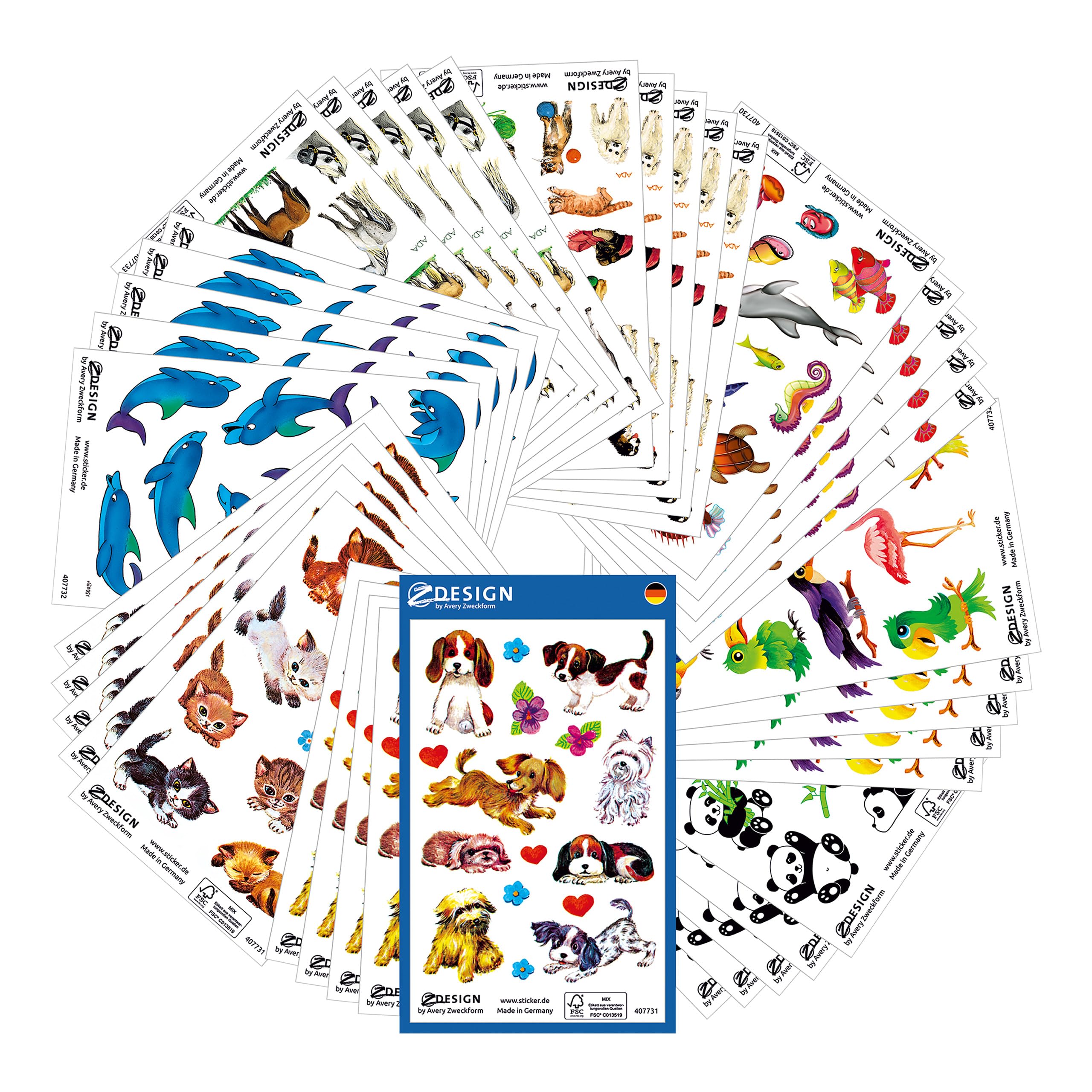 avery-zweckform-z-design-485-kinder-sticker-tiere-mix-480-sticker image 1