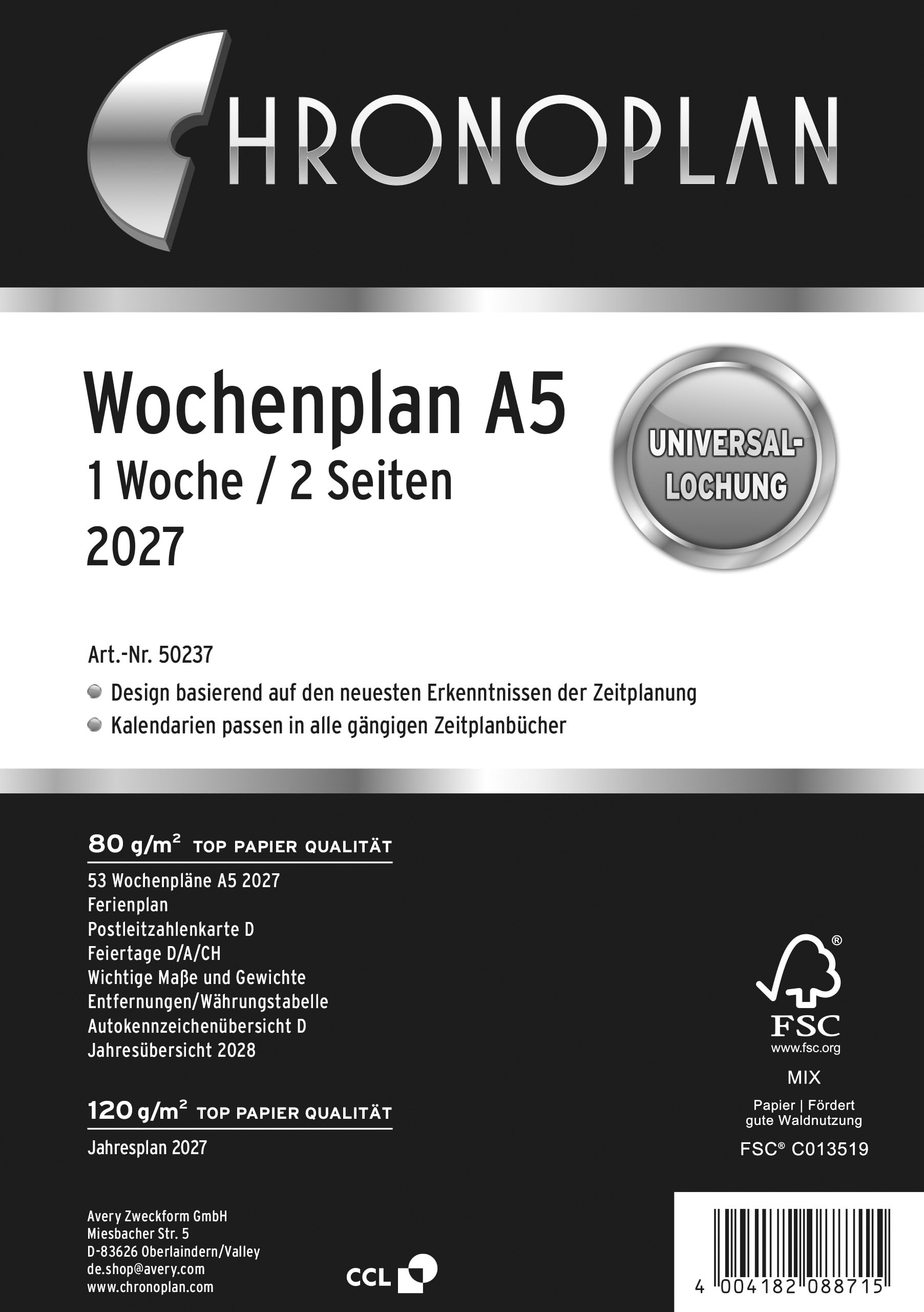chronoplan-50257-kalendereinlage-2027-wochenplan-midi-96x172-mm-1-woche-auf-2-se image 7