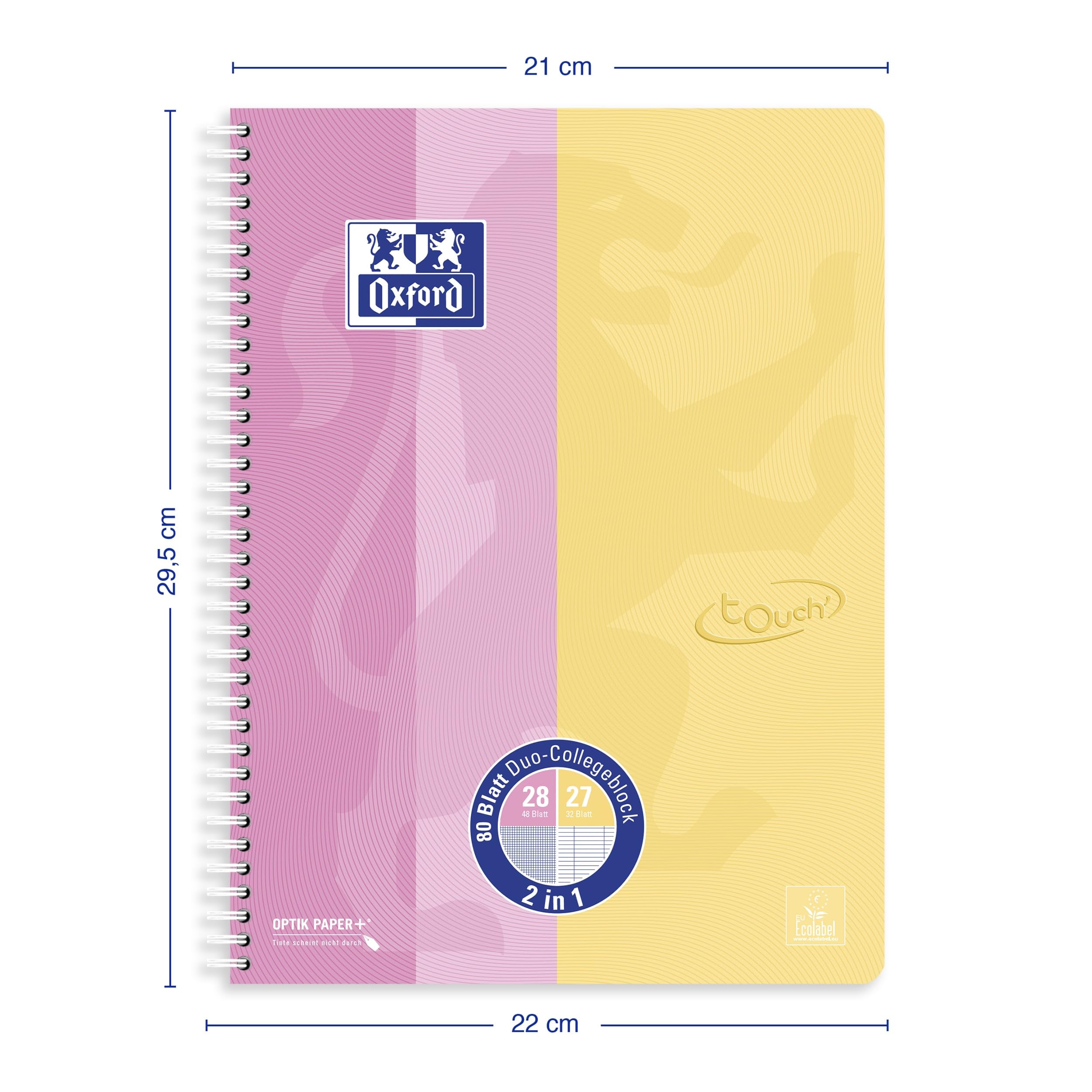 oxford-touch-collegeblock-duo-a4-kariert-liniert-80-blatt-10-st-ck-pastell image 2