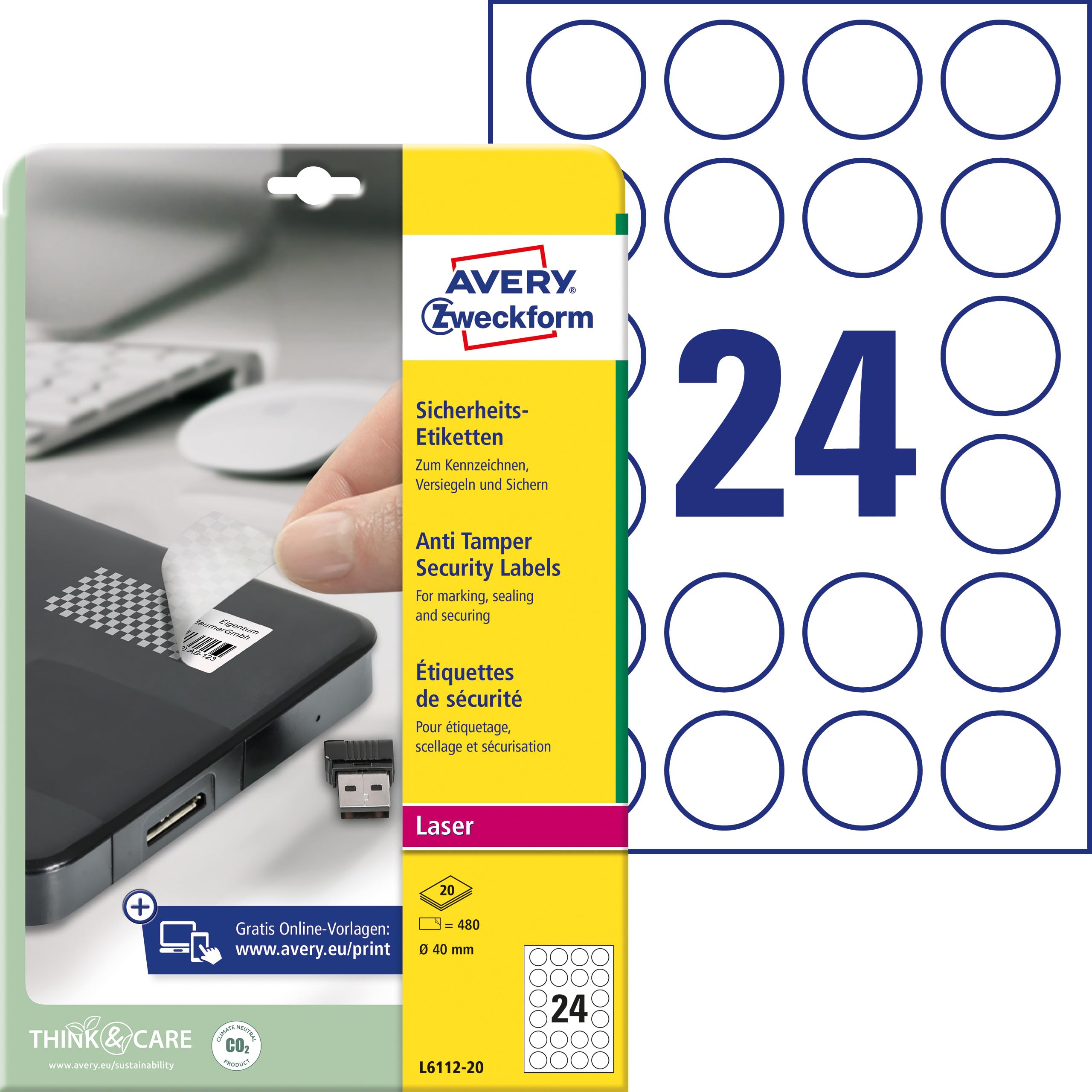 avery-zweckform-l6112-20-sicherheitsetiketten-40-mm-wei-480-folienaufkleber-auf- image 1