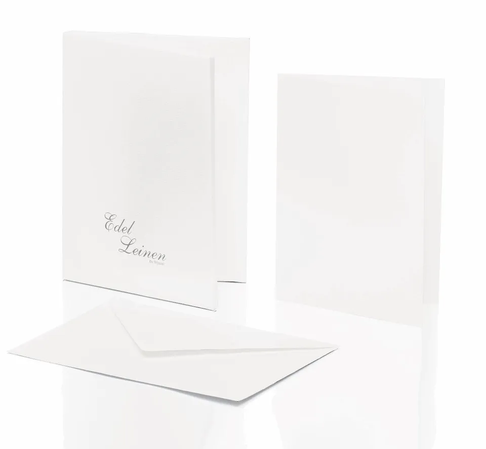 r-ssler-paperado-briefpapier-set-8er-wei-karten-a6-8-umschl-ge-c6-leinenpr-gung image 1