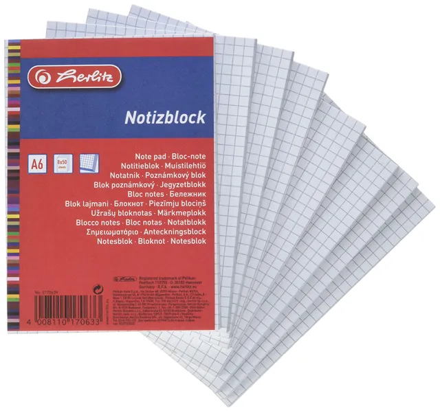 herlitz-haushaltsnotizblock-a6-kariert-8x-50-blatt image 1