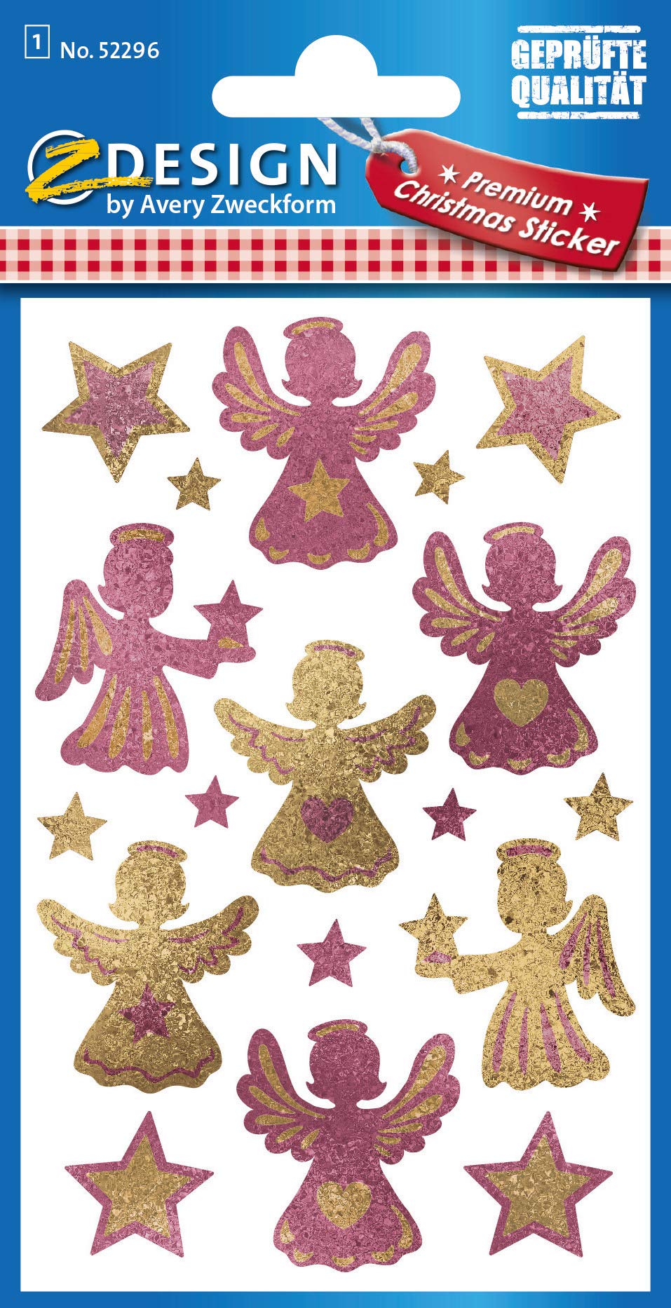 avery-zweckform-z-design-52296-weihnachtsaufkleber-engel-sterne-ros-gold-1-bogen image 2