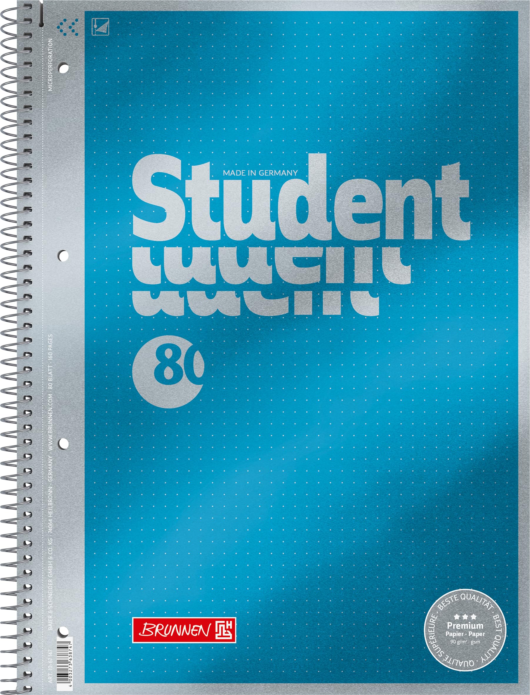 brunnen-premium-collegeblock-dotted-a4-cyan-metallic image 1