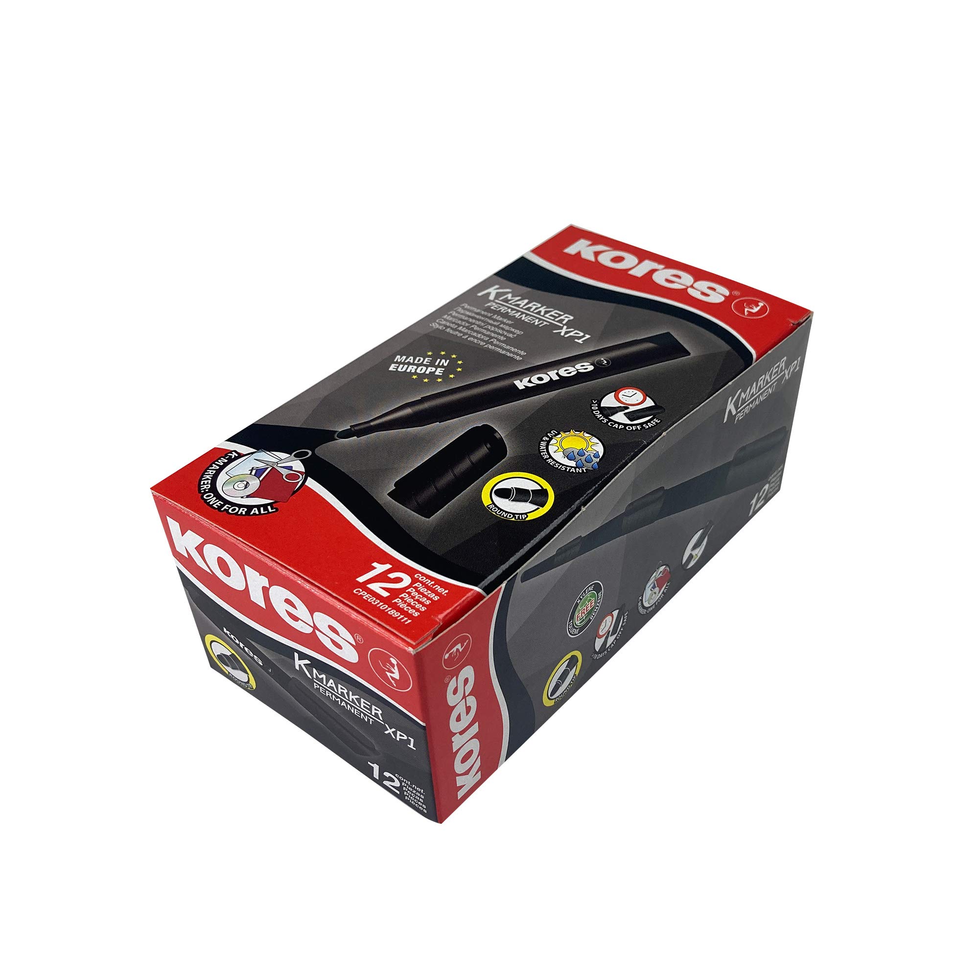 kores-k-marker-xp1-permanent-marker-schwarz-rundspitze-12-st-ck image 2