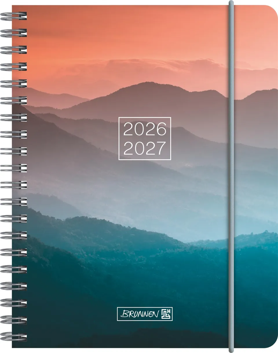 brunnen-sch-lerkalender-2026-2027-misty-sunset-a6-kunststoff-2-seiten-1-woche image 1