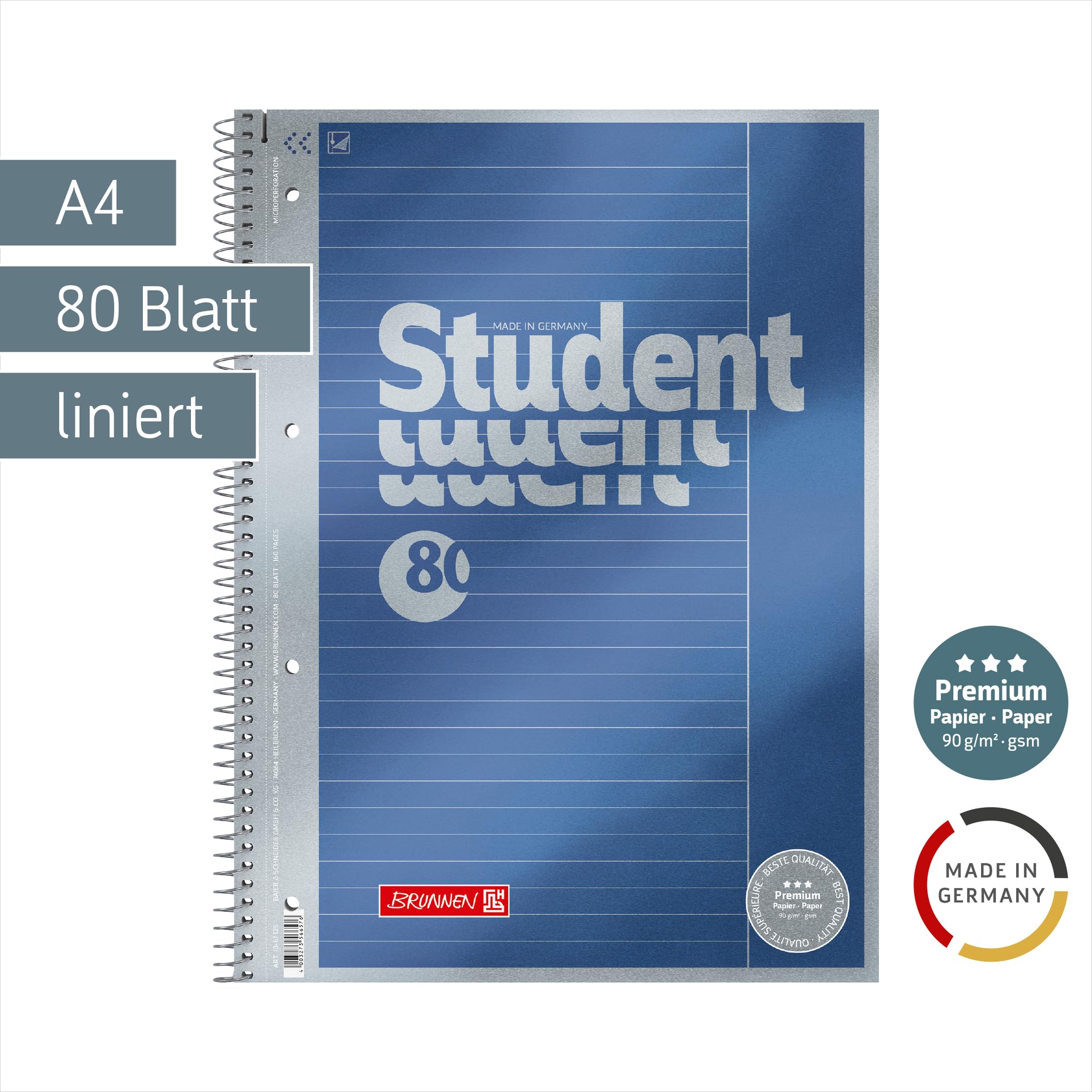 brunnen-collegeblock-premium-student-a4-lin-25-80-blatt-blau image 2
