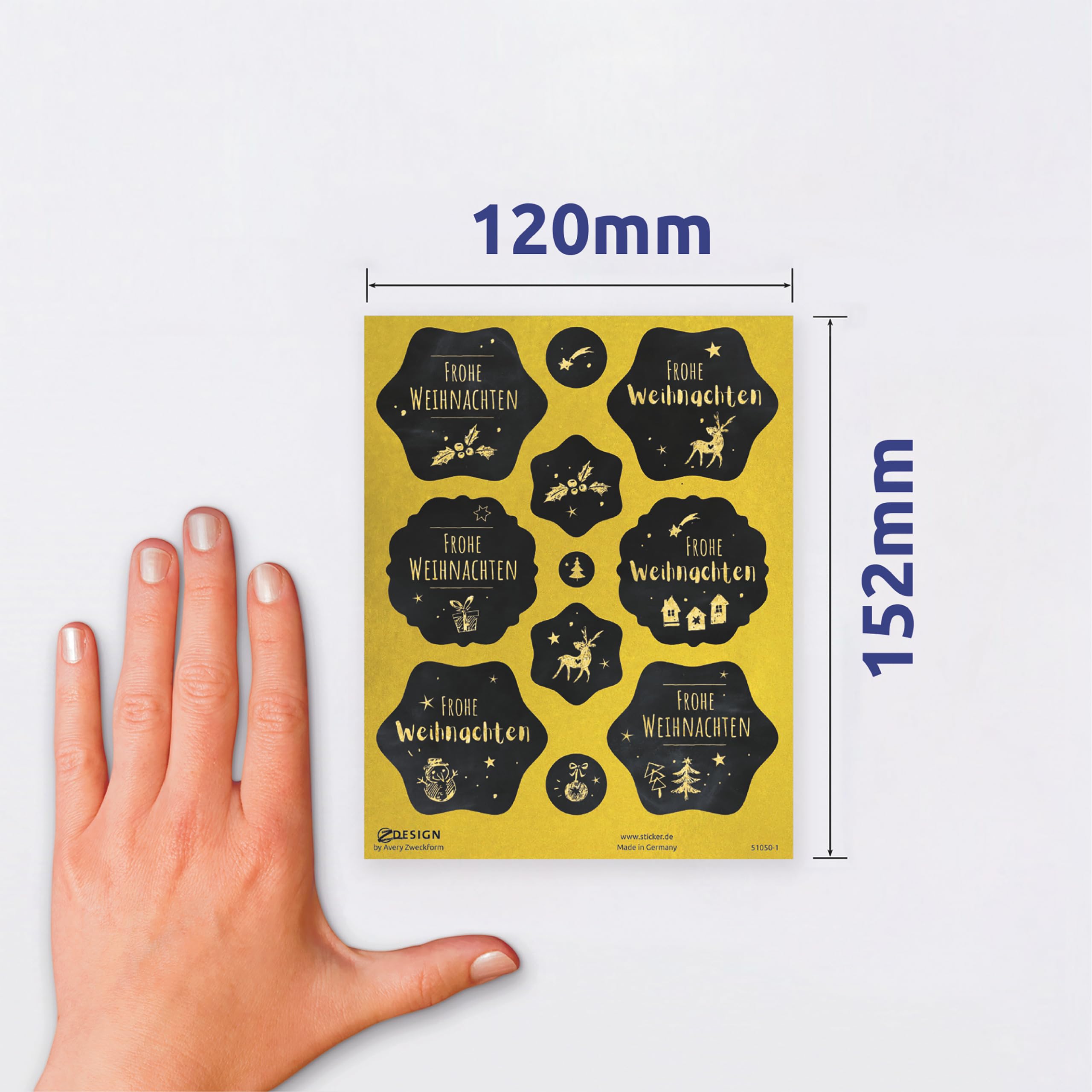 avery-zweckform-z-design-51050-aufkleber-weihnachten-204-st-ck-schwarz-gold-kraf image 3