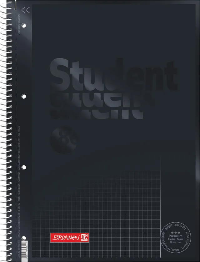 brunnen-colour-code-premium-student-collegeblock-a4-lin26-80-blatt-onyx image 1