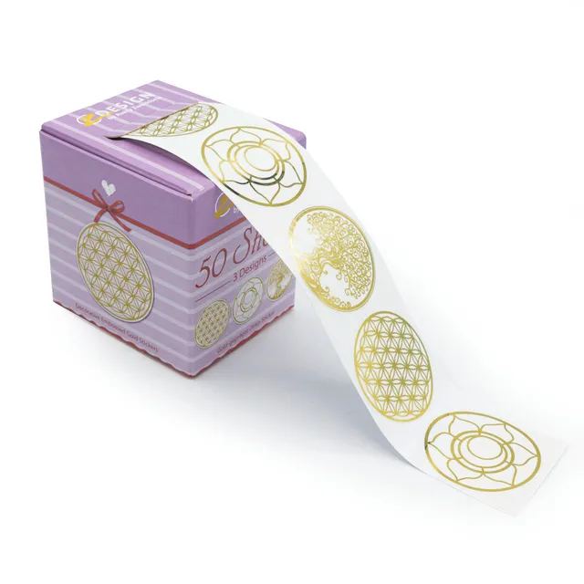avery-zweckform-56817-z-design-sticker-lebensblume-38mm-transparent-gold-50-st-c image 1