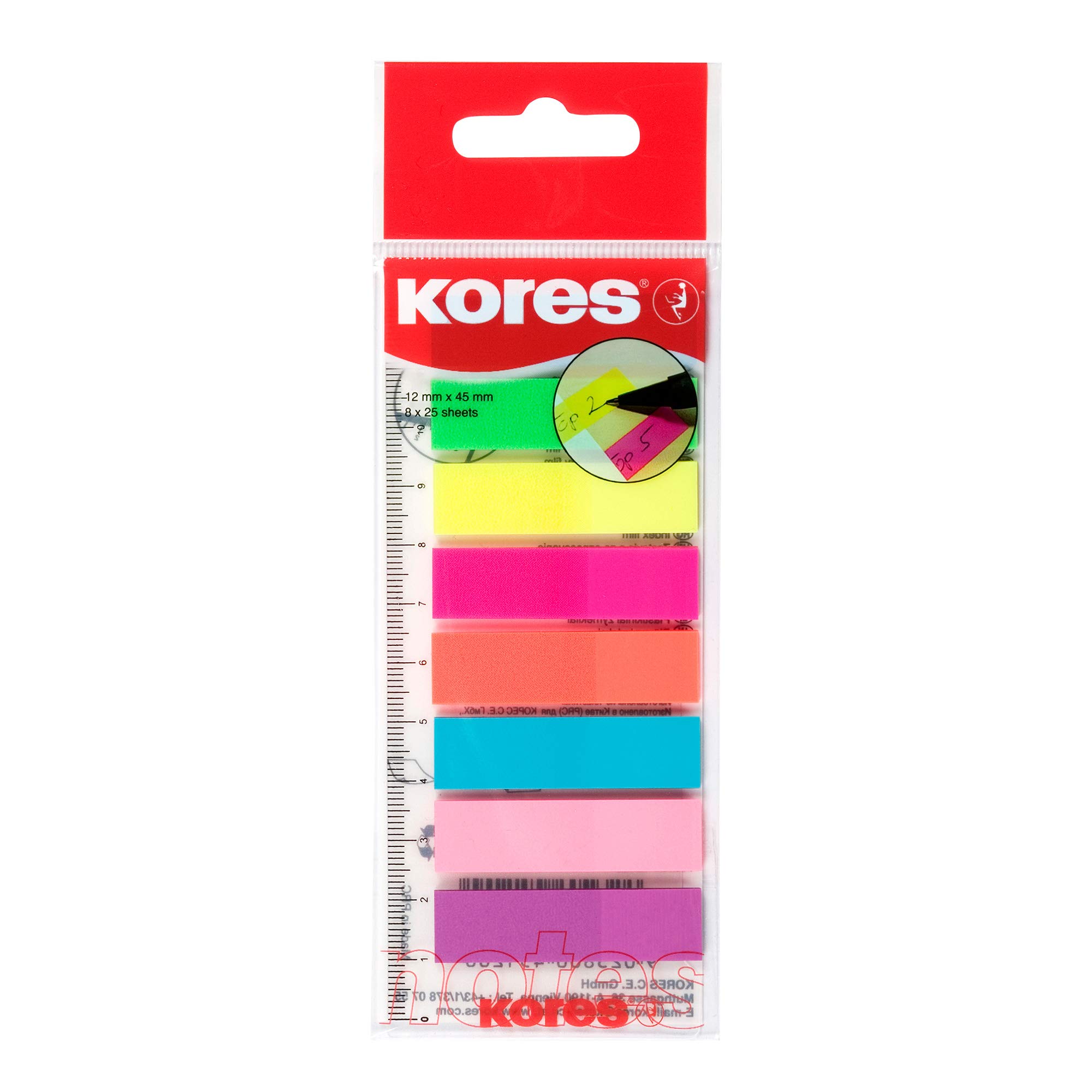 kores-indexstreifen-auf-lineal-12x45-mm-8-farben-200-blatt image 1