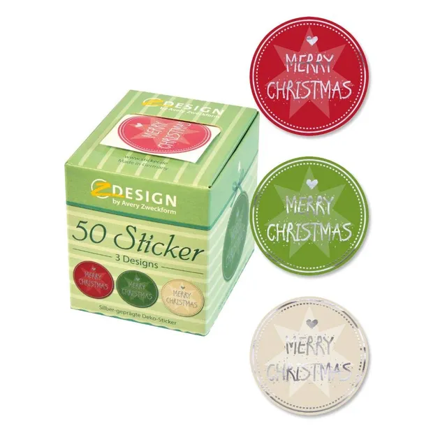 avery-zweckform-z-design-weihnachtssticker-56828-rolle-38mm-merry-christmas-50-s image 1